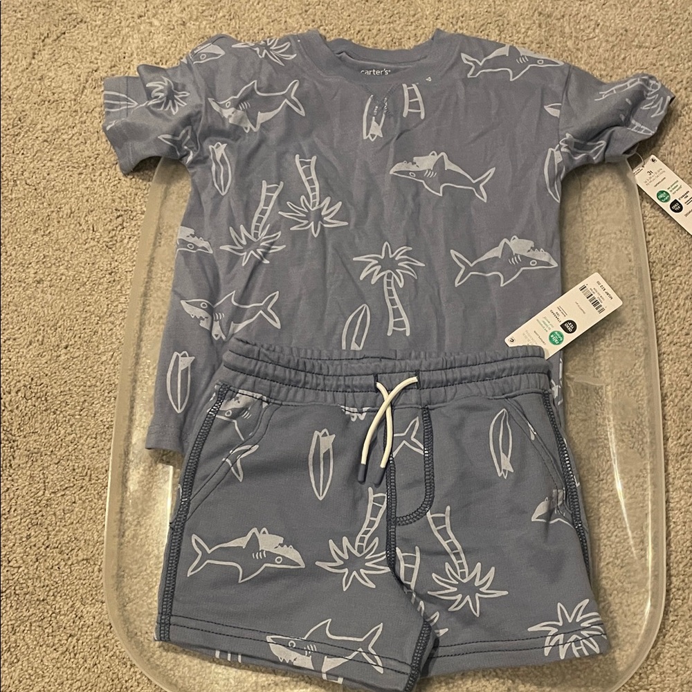 Carter's Blue Shark and Palm Set